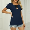 thumbnail image 5 of HAPIMO Womens Dressy V Neck Tops Casual Slim Short Sleeve Cut Out T Shirts Knitted Sweaters Ribbed Blue S, 5 of 6