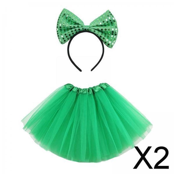 Falda tutú con banda para el pelo,Falda tutú con diadema y trébol para el día de San Patricio,Banda elástica para el pelo con tutú para el día de San Patricio,Falda de tul con aro para