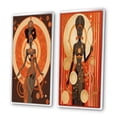 thumbnail image 3 of Designart "Retro Graphic African Goddess in Earth Tones IV" African American Woman Framed Wall Art Set Of 2 - Glam Brown Framed Canvas Set For Living Room Decor, 3 of 6