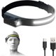 thumbnail image 1 of Linterna frontal LED recargable, impermeable y liviana Linterna frontal con sensor de movimiento Lámpara frontal visual completa para ciclismo, correr, acampar Feliz Sencillez, 1 of 5