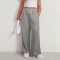 thumbnail image 2 of TOWED22 Girls Sweatpants Front Seam Drawstring High Waist Wide Leg Sweat Pants Baggy Causal Kids High Waisted(Grey,7-8 Y), 2 of 5