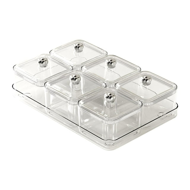 Bandeja de frutas secas, plato para servir dividido, contenedor de almacenamiento de alimentos, cuenco para dulces, bandeja para servir aperitivos 6 rejillas