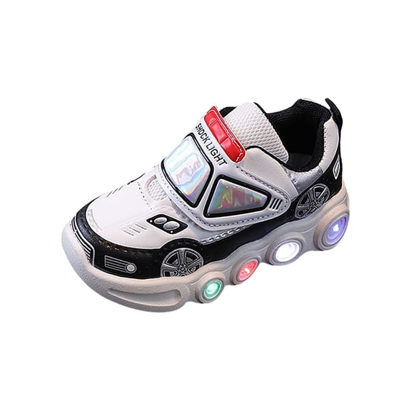 NOKIO Baby Toddler Fashion Light Shoes Boys Girls Cartoon Car Casual Light Up Shoes for Sports Tennis Running and Walking Toddler Light Up Sneakers Autumn Kids Holiday Shoes Athletic Fall