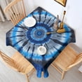 thumbnail image 2 of Blue White Tie Dye Spiral Pattern Square Tablecloth,Waterproof Square Table Cover,Wipeable Spillproof Washable Table Cover for Home Kitchen Party Decor 42"X42"(107x107cm), 2 of 6