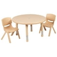 thumbnail image 2 of Flash Furniture 33" Round Natural Plastic Height Adjustable Activity Table Set with 2 Chairs, 2 of 10