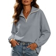 thumbnail image 4 of TARIENDY Quarter Zip Sweatshirt Women Solid Color Long Sleeve Pullover Sweatshirts with Pocket Fashion Fall Casual Tops Gray M, 4 of 8
