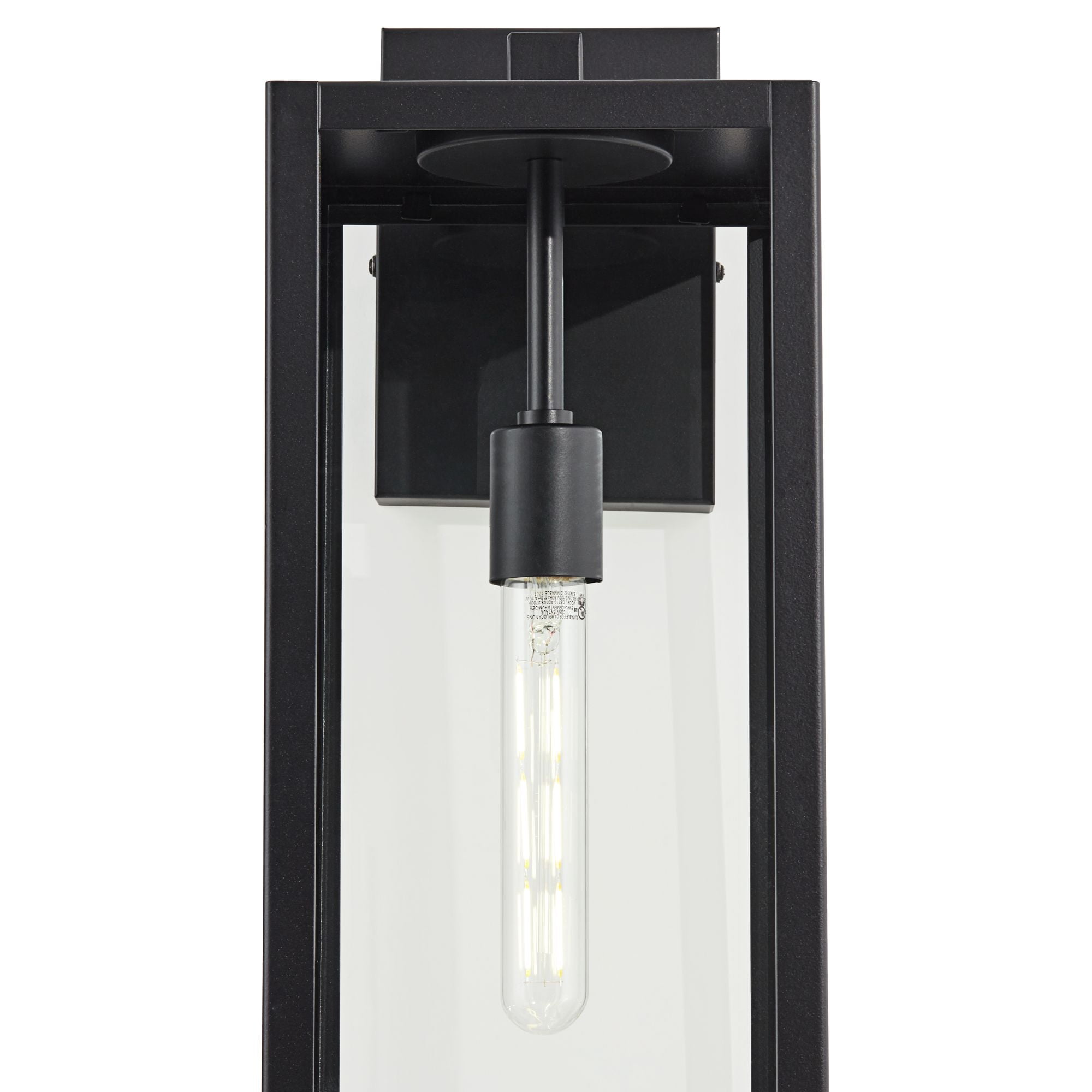 John Timberland Titan Modern Outdoor Wall Light Fixtures Set of 2 Mystic Black Rectangular Frame 20" Clear Glass for Post Exterior Barn