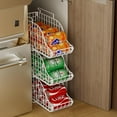 thumbnail image 2 of Stackable Pantry Can Dispenser Baskets 3-Pack, Standing Beverage Drink Pop Soda Can Storage Organizer Bin with Handles, Foldable Canned Food Holder for Kitchen Countertop Cabinet White, 2 of 9