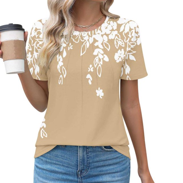 SDNall Haut Décontracté à Manches Courtes et Col Rond pour Femmes Printemps/été