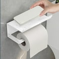 thumbnail image 5 of Toilet Paper Holder Aluminum Alloy Tissue Rack | No Drilling Wall Mount | Bathroom Phone Shelf Storage | Modern White | Includes Installation Accessories | 16.5x10x6x7cm, 5 of 6
