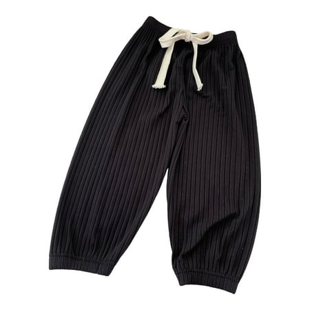 

Drawstring Trousers Boy&girl s Solid Color Casual Pants Loose Straight Pants Casual Wide Leg Sweatpants Child Clothing Streetwear Dailywear Outwear