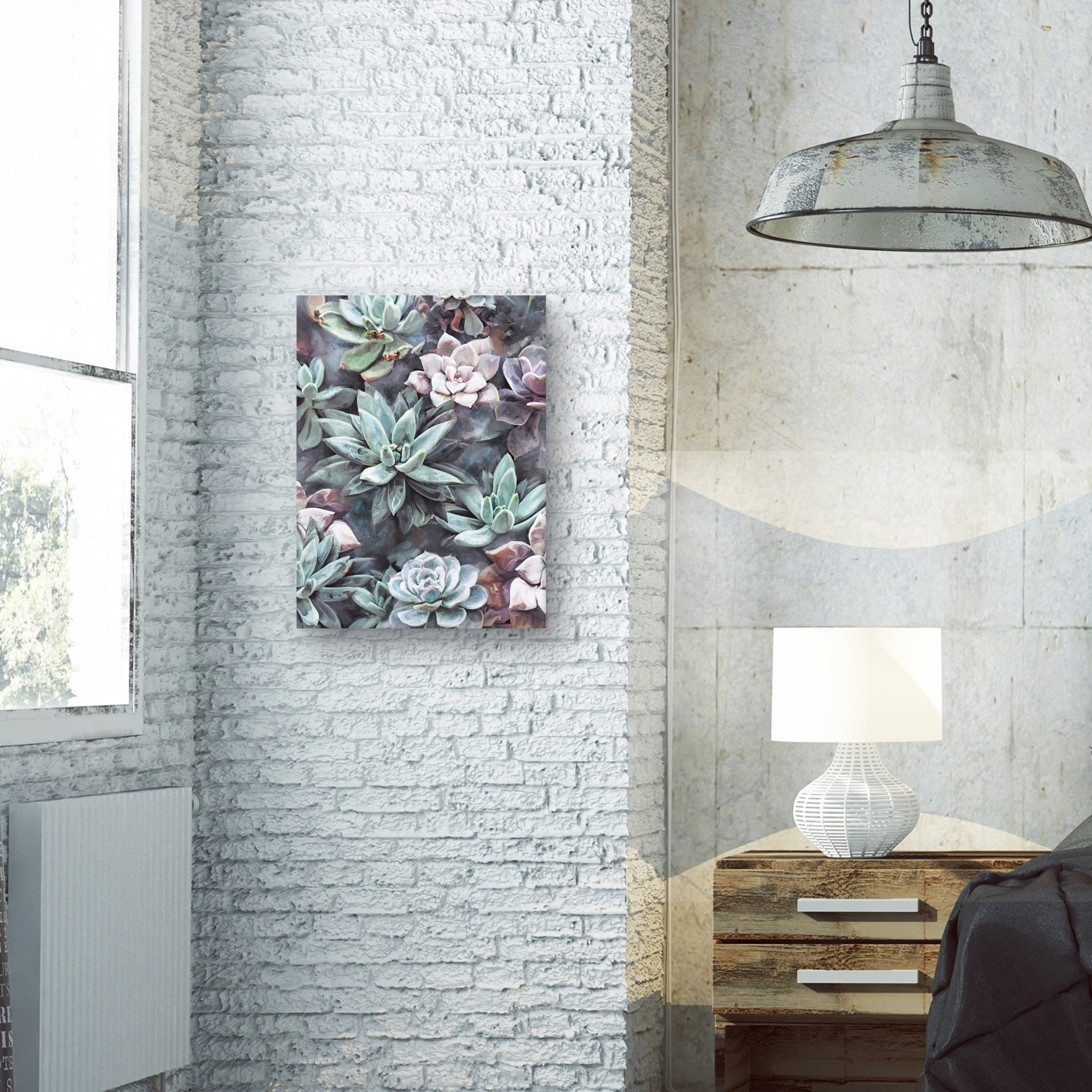 Succulents on Gray by Studio Arts Canvas Art Print