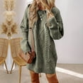 thumbnail image 4 of Women's Sweater Dress Long Sleeve Crew Neck Pullover Tops Cable Knit Sweater Mini Dress Oversized Fall Winter Outfits Olive Green XL, 4 of 9