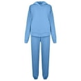 thumbnail image 4 of Women's 2 Piece Outfits Casual Long Sleeve Hoodies Baggy Straight Leg Sweatpants Lounge Workout Tracksuits Royal Blue L, 4 of 7
