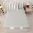 thumbnail image 4 of Castle Fairy Retro Thin Vertical Stripe Zipper Twin Comforter Sets with Fitted Sheet and 2 Pillowcases,Abstract Wide Band Zipper Bedding Set,Taupe White,Reversible, 4 of 5