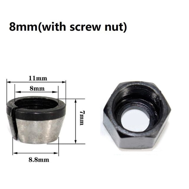 6mm/6.35mm/8mm Collet Chuck Adapter With Nut For Engraving Trimming Machine 8mm