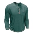 thumbnail image 3 of FRSASU Mens Henley Shirts Long Sleeve Color Block T Shirt Casual Vintage Tee Button Pullover Shirts Tops Green, 3 of 6