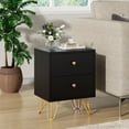 thumbnail image 6 of CARPETNAL Black Nightstand Set of 2, End Side Table Double, Bedside Table with 2 Drawers, Dual Night Stand Metal Legs for Bedroom Living Room, 6 of 14