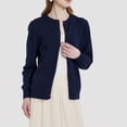 thumbnail image 2 of Lightweight Sweater Cardigan for Women Knitted Crew Neck Long Sleeve Button Down Coat Trendy Casual Comfy Clothes (M, Navy), 2 of 7
