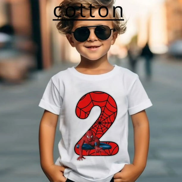 Camisetas de cumpleanos para ninos de 1 a 9 anos de Disney Marvel Spider Man camisetas para ninos camisetas de fiesta para ninas con ropa camisetas de moda para ninos Walmart en linea