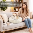 thumbnail image 4 of Exclusivo Mezcla Calming Donut Dog Bed, 36 inches Cozy Fluffy Faux Rabbit Fur Round Pet Bed, Machine Washable, Ivory, 4 of 7