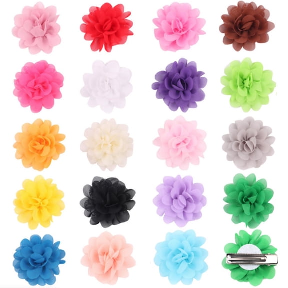 20-Piece Baby Girls Chiffon Flower Alligator Hair Clips – Adorable Hair Barrettes Accessories Set for Toddlers & Kids TIKA