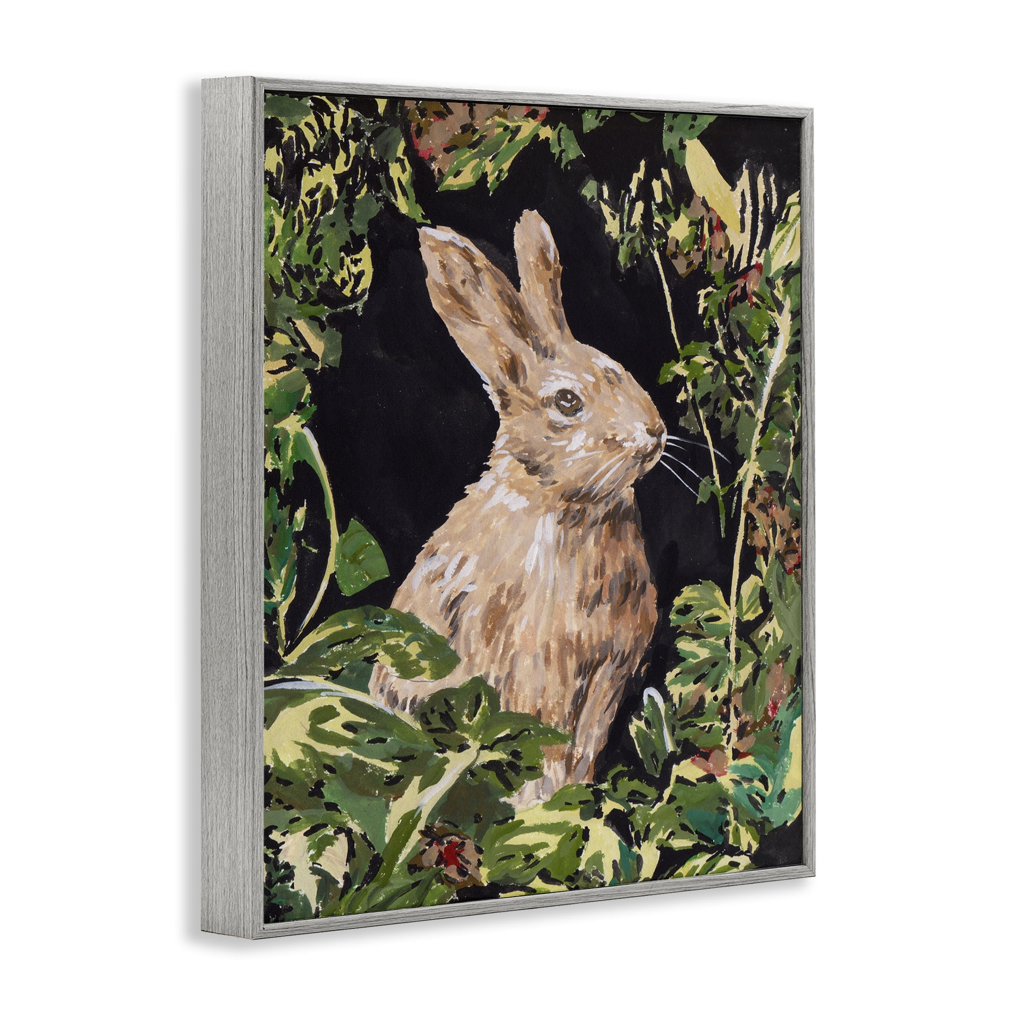 Stupell Industries Wreathed Botanicals Rabbit Gray Framed Giclee Art, design by Melissa Wang