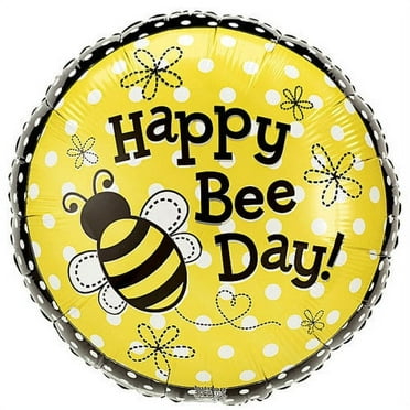 18 inch Happy Bee Day Foil Mylar Balloon - Party Supplies Decorations