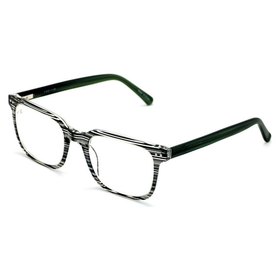 Premium Acetate Square Reading Glasses - Stripe Clear Lens Readers - Unisex Optical Frame Eyeglasses Frame
