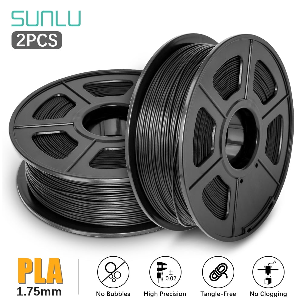 SUNLU PLA Filament 1.75mm, 3D Printer Filament Bundle, PLA 1kg per Spool , PLA 2KG Black