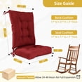thumbnail image 2 of Millsilo Outdoor Rocking Chair Cushion Set 38" x 17" x 3", Waterproof Patio Chair Cushions with Non-Slip Bottom & 6 Ties, Tufted High Back Seat & Back Cushions, Red, 2 of 7