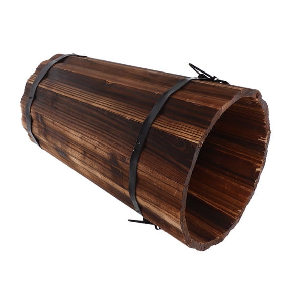 HOOWIFFY Hoowiffy 1Pack Coffee Colored Wooden Trash Bin Rustic Farmhouse Style for Bathroom and Office Use