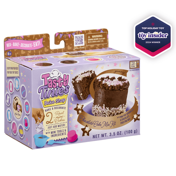 Tasty Tinies Bake Shop- Mini Baking Set with Chocolate Cake, Chocolate Frosting, Pink Sprinkles