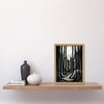 thumbnail image 2 of Full Moon Night at Pine Forest Landscape Linocut Artwork Framed Wall Art Print A4, 2 of 4