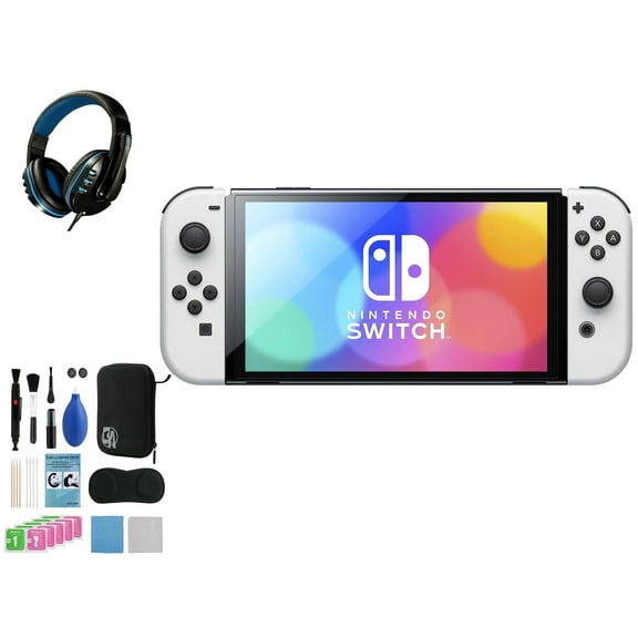 Pre-Owned Nintendo Switch OLED Model White Set with BOLT AXTION Cleaning Kit Headset