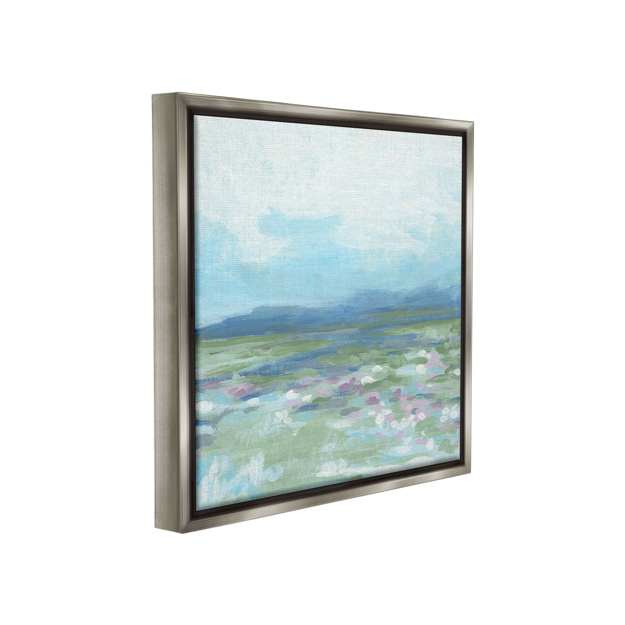 Stupell Industries Foggy Valley Landscape Landscape Painting Gray Floater Framed Canvas Art Print Wall Art, 18 x 18