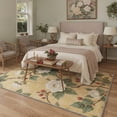 thumbnail image 2 of 5x7 Washable Rugs for Living Room, Non Slip Low Pile Area Rugs with Floral Print Pattern, Light Weight Indoor Throw Rug for Bedroom Floor Decor, Peony Blossom, Butter Cream, 2 of 5