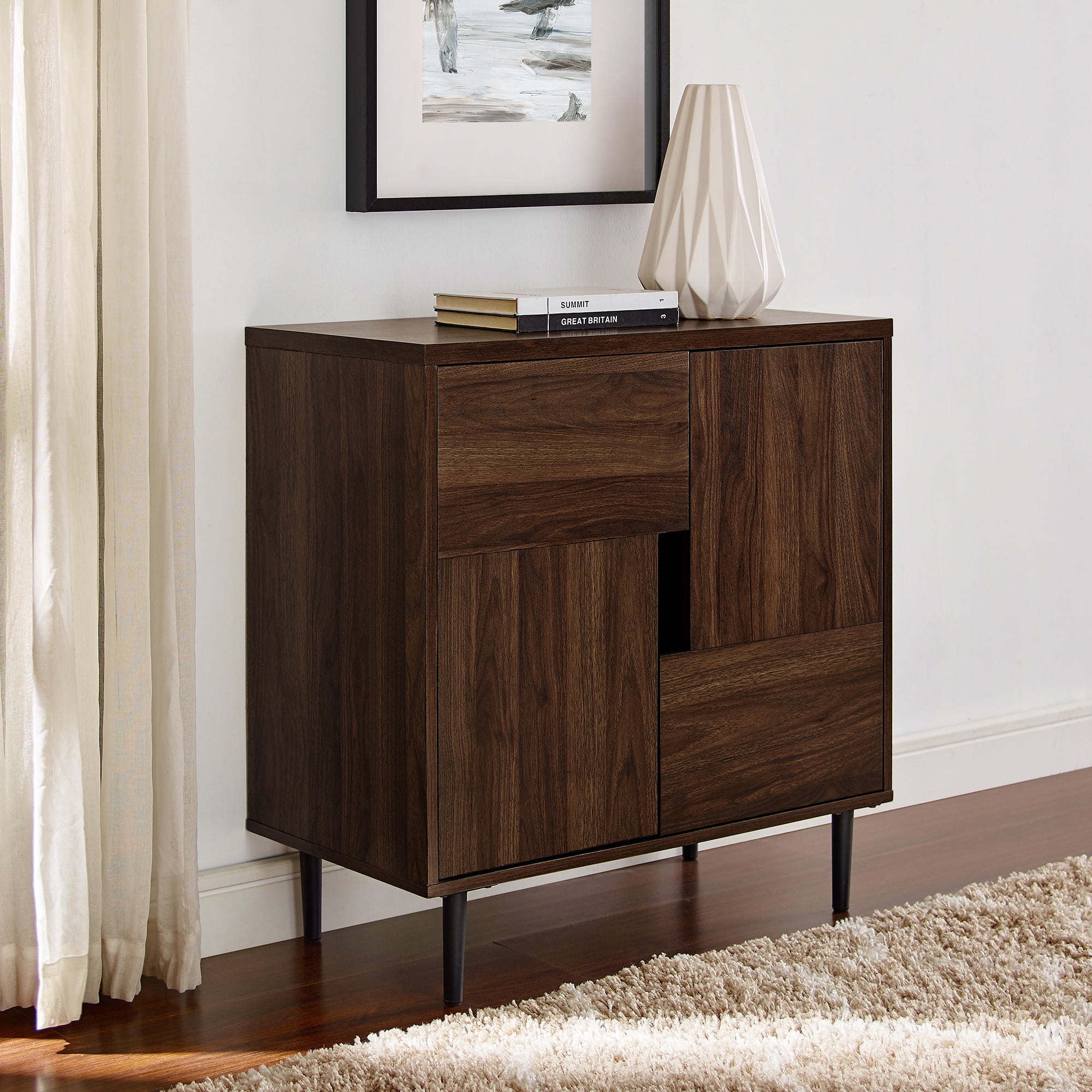 Manor Park Modern Accent Dark Walnut/Navy Interior Walmart