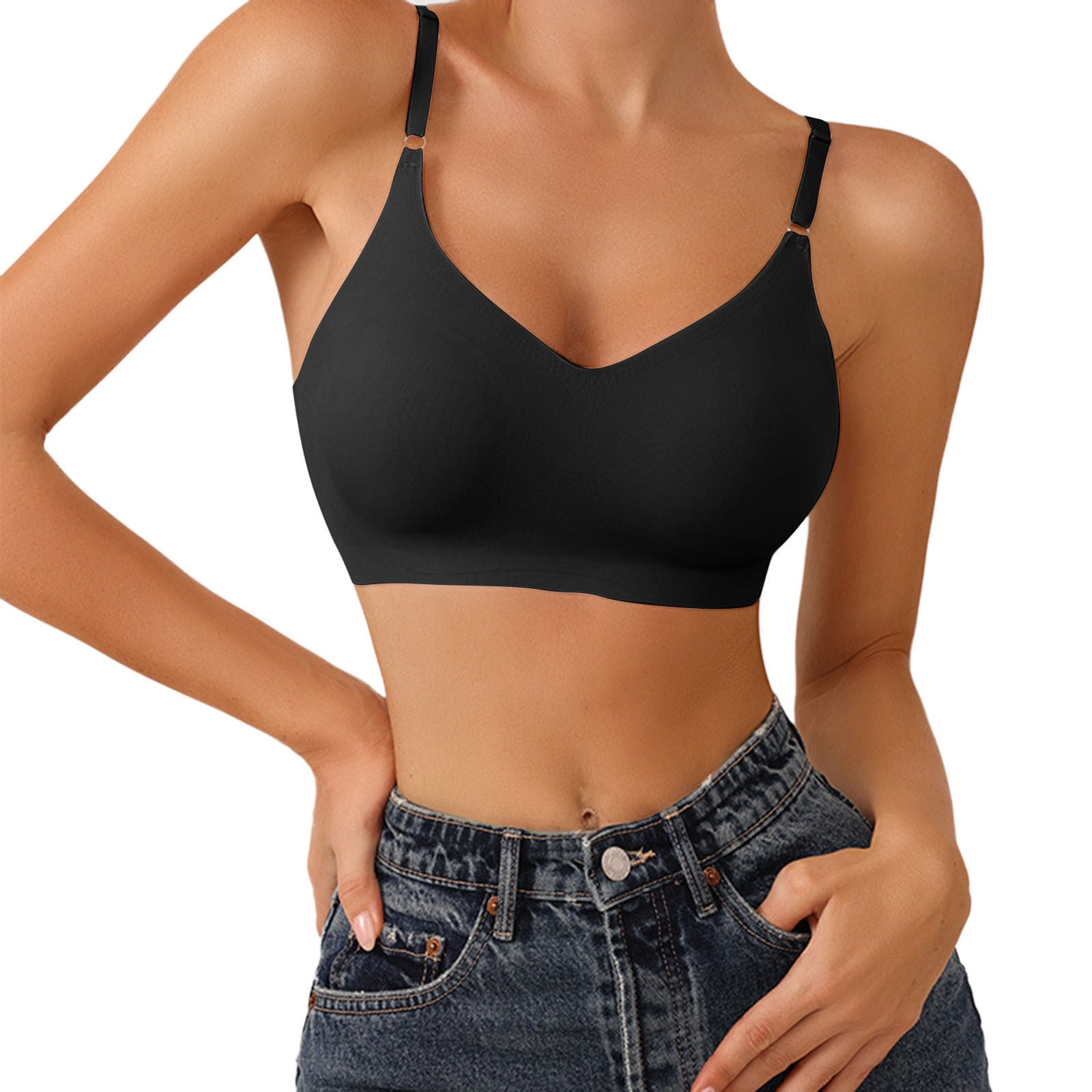 gvdentm Camisoles With Built In Bra Wireless Bra, Full-Coverage Wirefree  T-Shirt Bra, Comfortable Cotton Wirefree Bra, Our Everyday Bra 