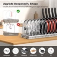 thumbnail image 2 of Housolution Pot and Pan Organizer, Expandable Pot Lid Organizer Rack with 14 Adjustable Dividers for Kitchen, Under Cabinet, Cutting Board, Bakeware, White, 2 of 7