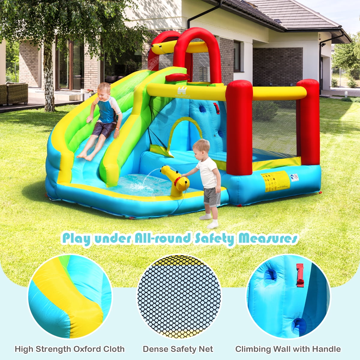 Infans Inflatable Kids Water Slide Jumper Bounce House Splash Water Pool Without Blower