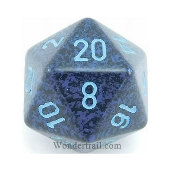 Cobalt Speckled Die with Blue Numbers D20 34mm (1.34in) Pack of 1 Chessex