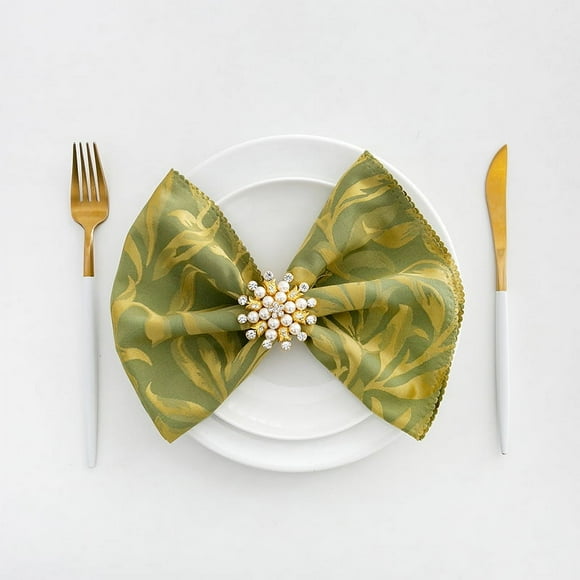 Granjero Gordo Servilletas de satén de jacquard de 2 piezas, servilletas de noche cuadradas de 19,68 x 19,68 pulgadas, diseñadas para banquetes de bodas, color verde