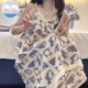 thumbnail image 5 of Camisón de verano con tirantes desmontables y almohadilla para el pecho, prenda exterior de algodón con burbujas tejidas de dulce estilo para mujer, vestido holgado para estar en casa, 5 of 5