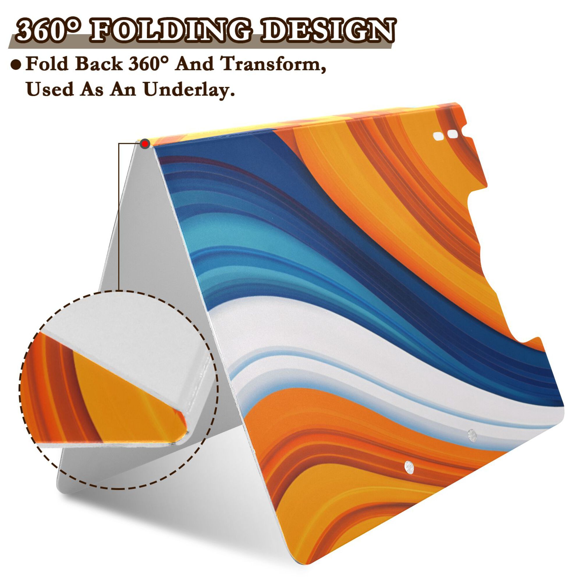 FORMRS A4 Clipboard Folder with Pen Holder Horizontal Foldable School Office Binder, Orange Abstract Wavy