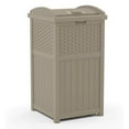 thumbnail image 2 of Suncast Wicker Plastic Hideaway Trash Can w/Lid, Dark Taupe (2 Pack), 2 of 6