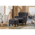 thumbnail image 5 of Porthos Home  Idir Accent Chair, Fabric Upholstery, Rubber Wood Legs Dark Grey - Ottoman Included, 5 of 5