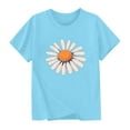 thumbnail image 4 of Cotton Cute T-shirts for Girls Casual Summer Tee Daisy Flower Print Round Neck Tshirts Short Sleeve Tops (13 Years, Light Blue), 4 of 4