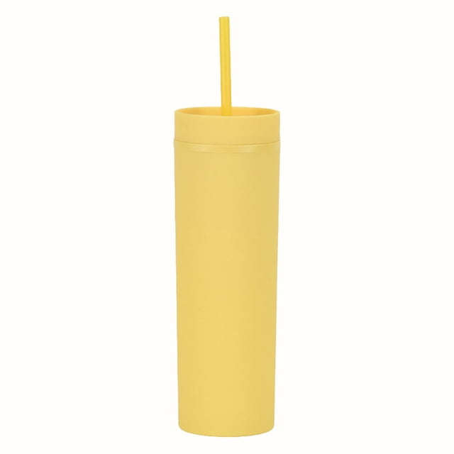 Tumbler with Lid And Straw Slim Plastic Tumbler - Double-Wall Insulated Cup with Lid for Coffee/Water (450Ml Travel Mug)Tumbler with Lid And Straw for Outside