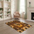 thumbnail image 2 of ODIKA 4'x6' Washable Area Rug Music Notes With Vintage Sunburst Record Border Guitar Retro Refined Structured for Dorm Room, Small Living Stain Resistant Low Profile, Easy Care, 2 of 7